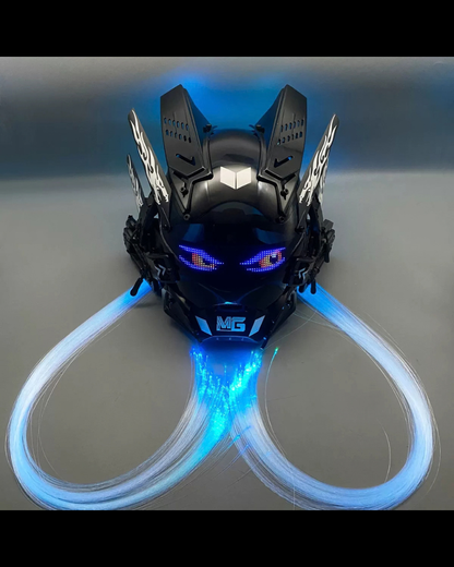 Cyberpunk Light-Up Dreadlocks Mecha LED Helmet Mask