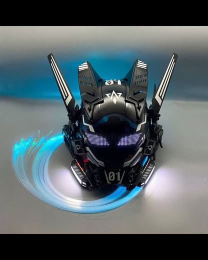 Cyberpunk Light-Up Dreadlocks Mecha LED Helmet Mask