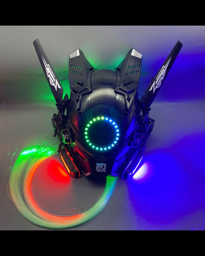 Cyberpunk Light-Up Dreadlocks Mecha LED Helmet Mask