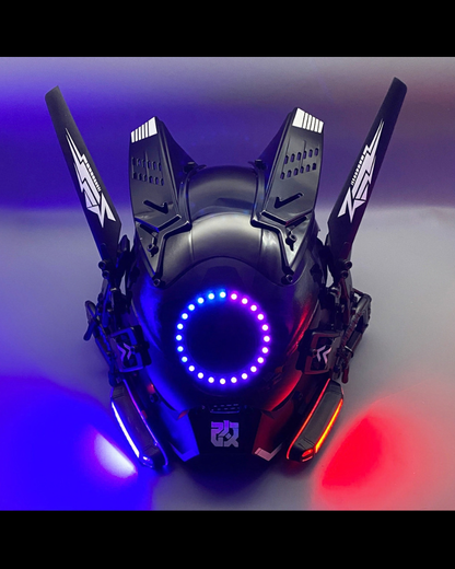 Cyberpunk Light-Up Dreadlocks Mecha LED Helmet Mask
