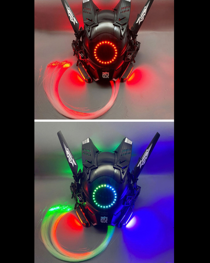 Cyberpunk Light-Up Dreadlocks Mecha LED Helmet Mask