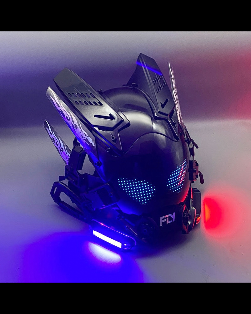 Cyberpunk Light-Up Dreadlocks Mecha LED Helmet Mask