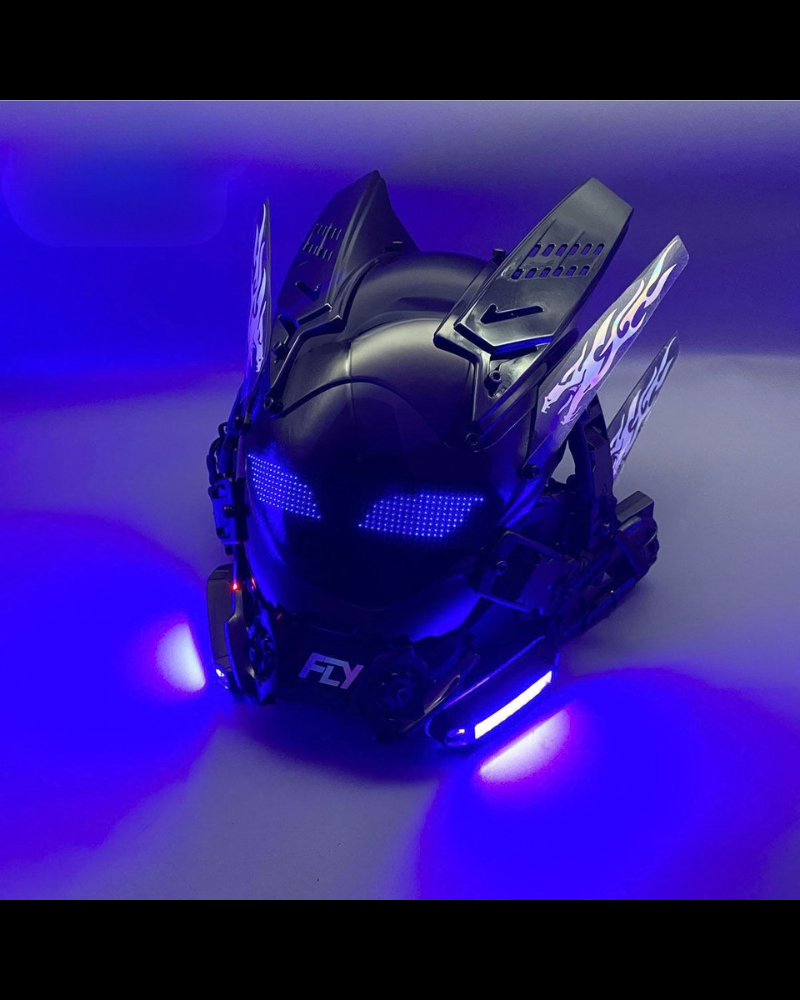 Cyberpunk Light-Up Dreadlocks Mecha LED Helmet Mask