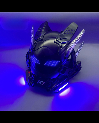 Cyberpunk Light-Up Dreadlocks Mecha LED Helmet Mask
