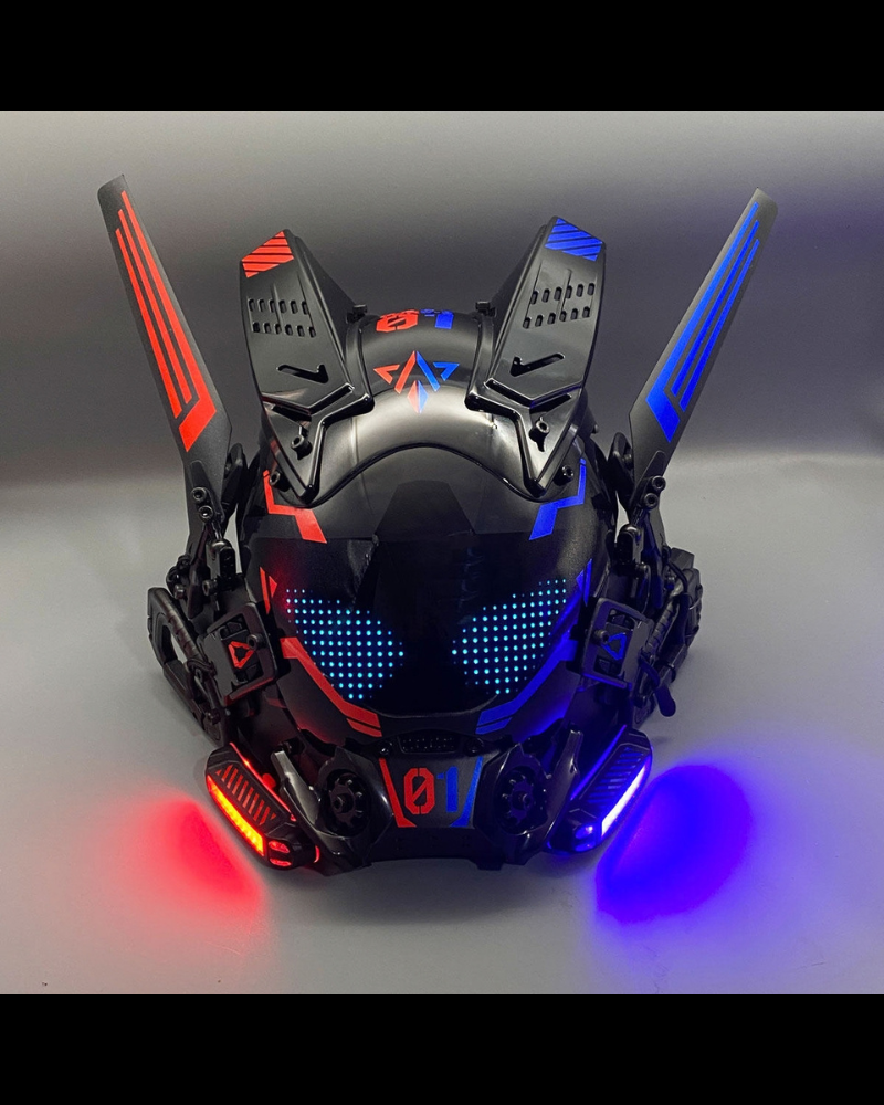 Cyberpunk Light-Up Dreadlocks Mecha LED Helmet Mask