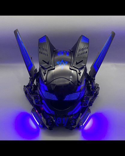 Cyberpunk Light-Up Dreadlocks Mecha LED Helmet Mask