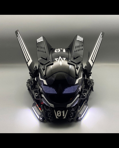 Cyberpunk Light-Up Dreadlocks Mecha LED Helmet Mask