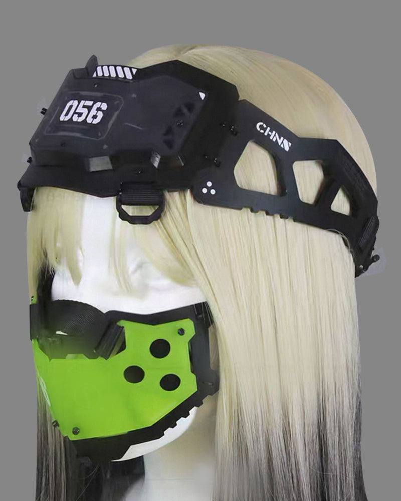 Cyberpunk Mechanical Futuristic Visor Mask and Neck Gaiter