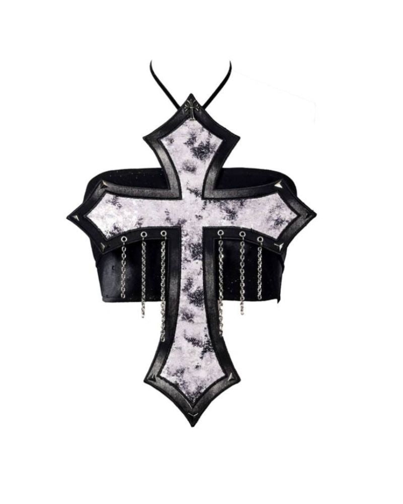 Cyberpunk Elf Futuristic Sequined Top &amp; Mini Skirt (Sold Separately）