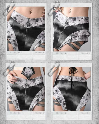 Cyberpunk Elf Futuristic Sequined Top &amp; Mini Skirt (Sold Separately）