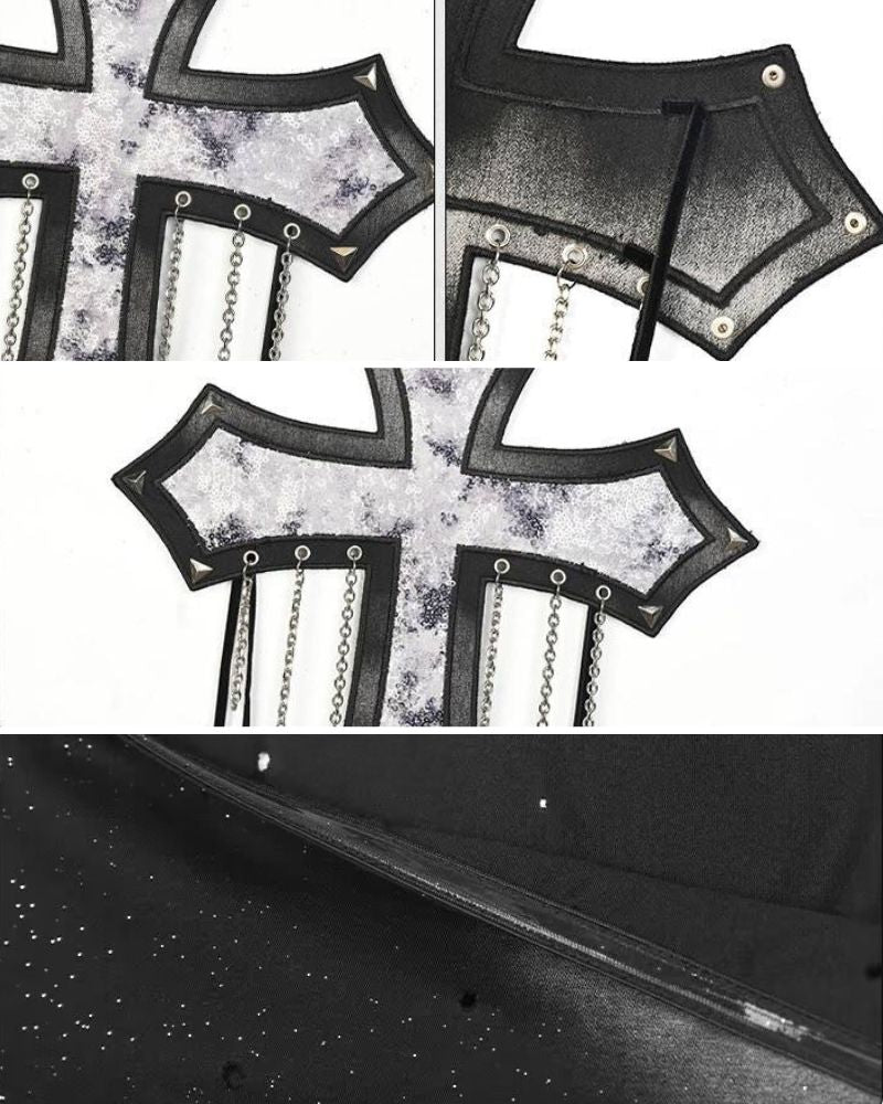 Cyberpunk Elf Futuristic Sequined Top &amp; Mini Skirt (Sold Separately）