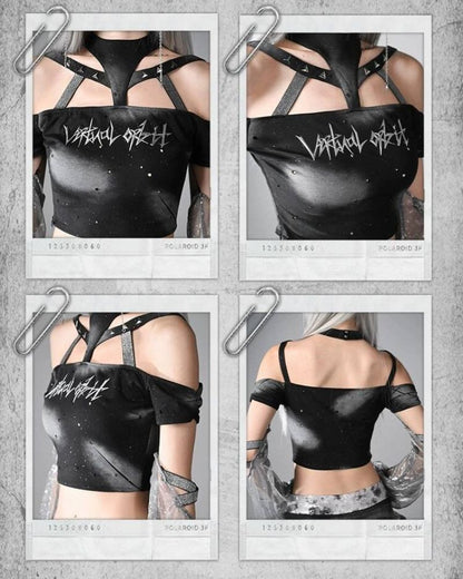 Cyberpunk Elf Futuristic Sequined Top &amp; Mini Skirt (Sold Separately）