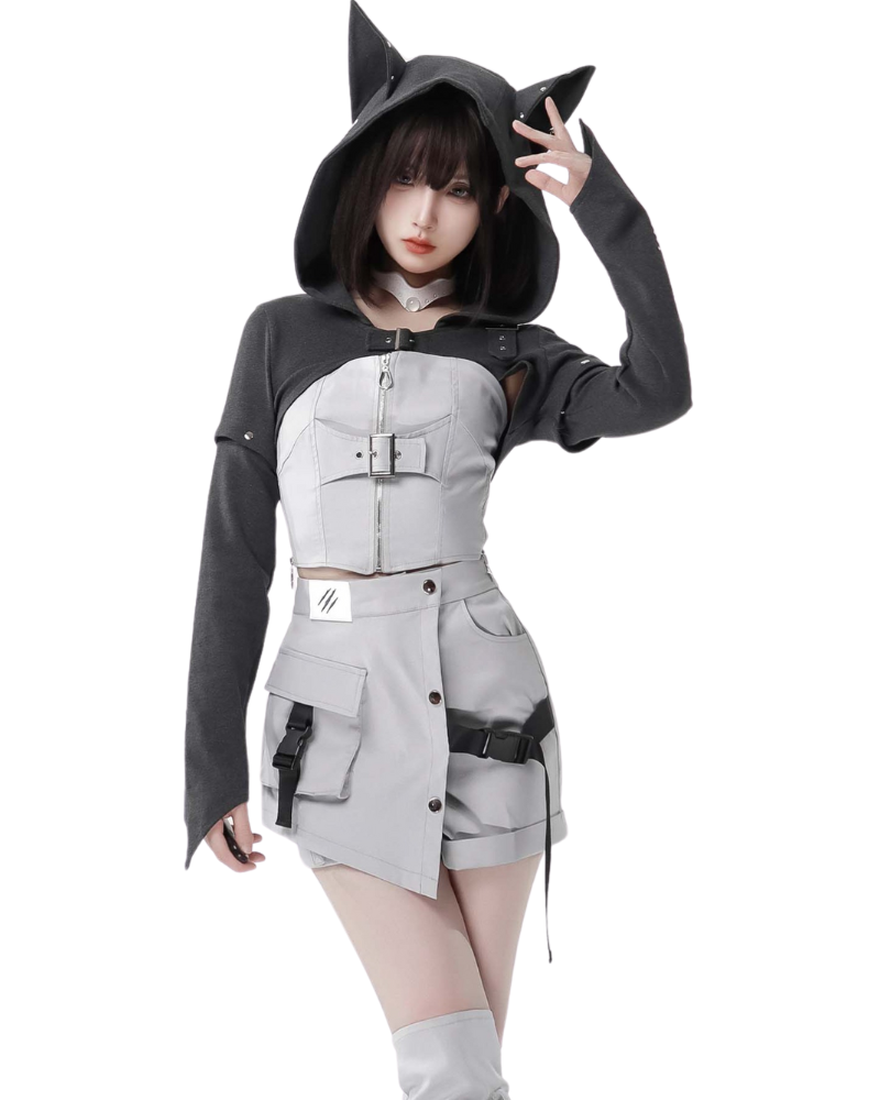 Sirius Future Warrior Cargo Skirt Jacket Shorts Set (Sold Separately)