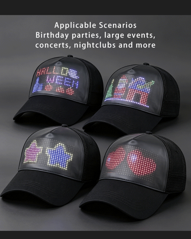 Dance Miracle Cyberpunk LED Display Cap ( Customizable Text And Image Available)