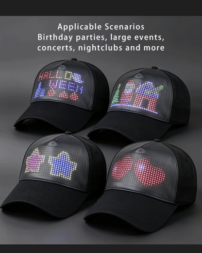 Dance Miracle Cyberpunk LED Display Cap ( Customizable Text And Image Available)