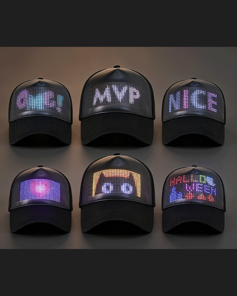 Dance Miracle Cyberpunk LED Display Cap ( Customizable Text And Image Available)