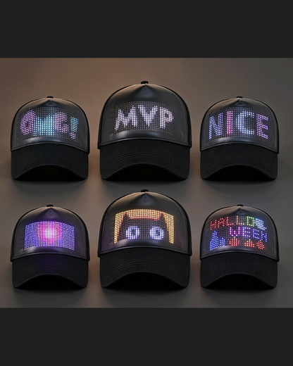 Dance Miracle Cyberpunk LED Display Cap ( Customizable Text And Image Available)