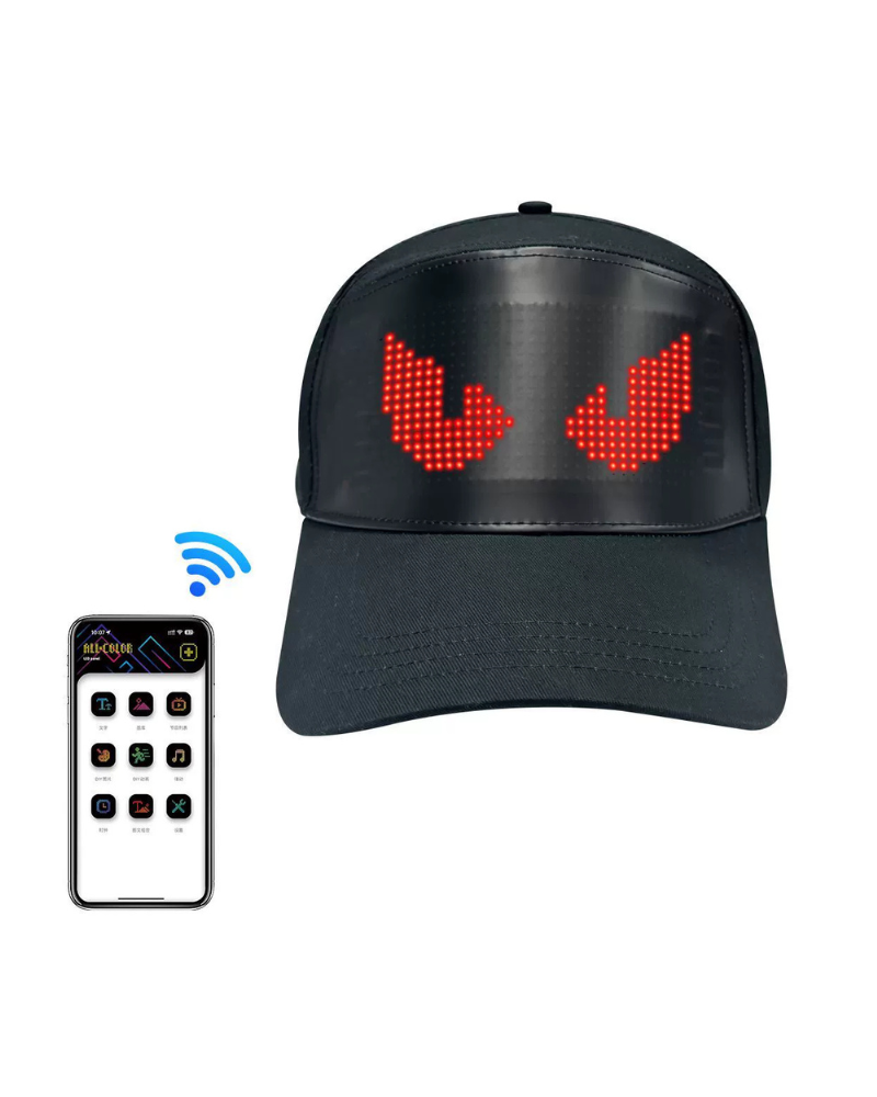 Dance Miracle Cyberpunk LED Display Cap ( Customizable Text And Image Available)