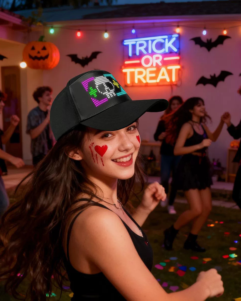 Dance Miracle Cyberpunk LED Display Cap ( Customizable Text And Image Available)