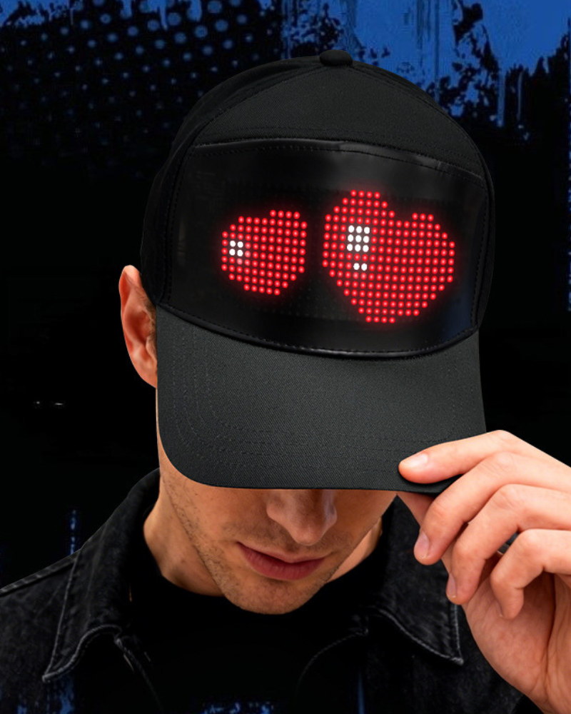 Dance Miracle Cyberpunk LED Display Cap ( Customizable Text And Image Available)