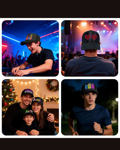 Dance Miracle Cyberpunk LED Display Cap ( Customizable Text And Image Available)