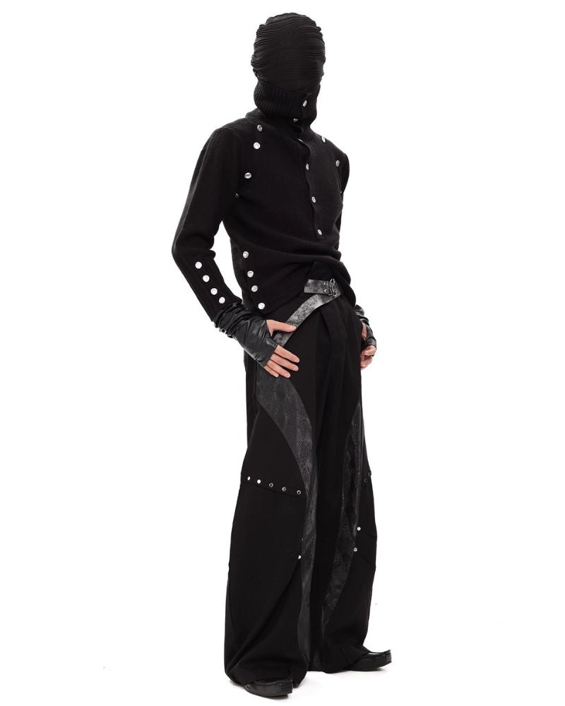 Dark Opium Style Button-Up Turtleneck Knit Sweater