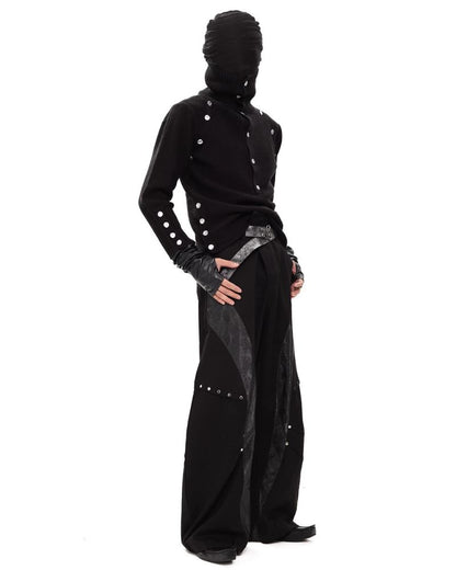 Dark Opium Style Button-Up Turtleneck Knit Sweater