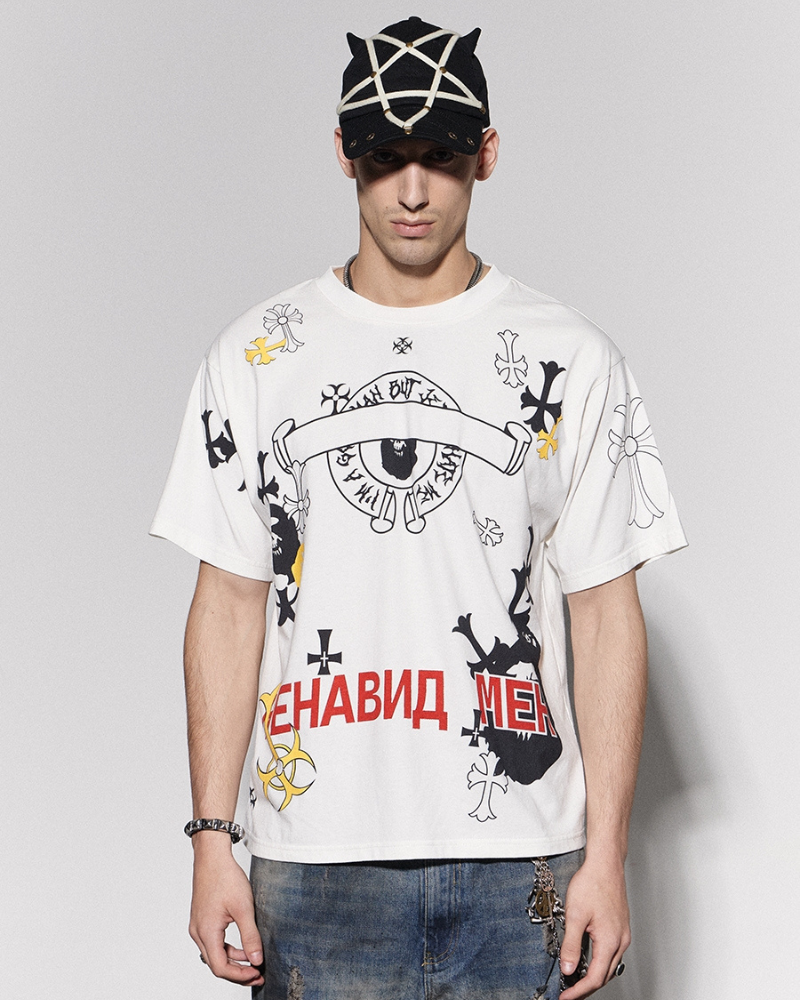 Dark Gothic Pentagram Washed Denim Baseball Cap