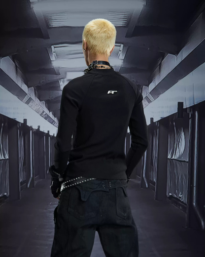 Dark Subculture Slim-Fit Crewneck Knit Sweatshirt