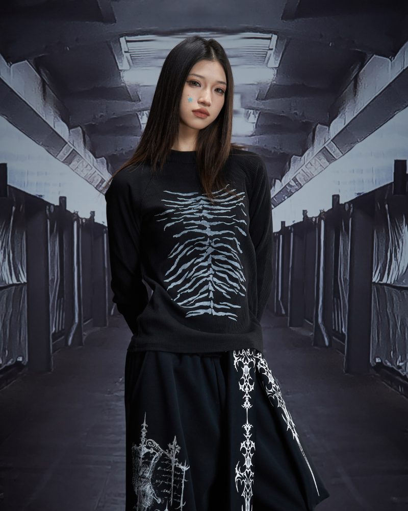 Dark Subculture Slim-Fit Crewneck Knit Sweatshirt