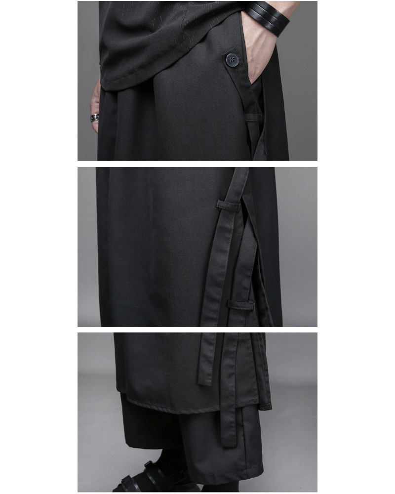 Dark Yamamoto Loose Faux-Layer Hakama Pants