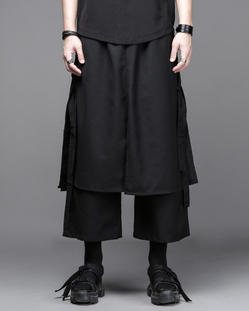 Dark Yamamoto Loose Faux-Layer Hakama Pants