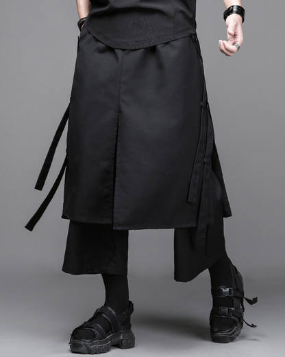 Dark Yamamoto Loose Faux-Layer Hakama Pants