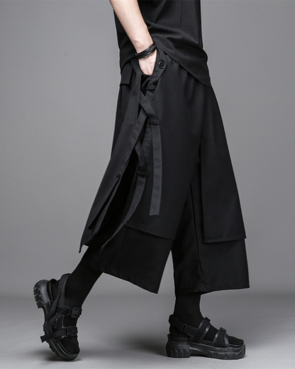 Dark Yamamoto Loose Faux-Layer Hakama Pants