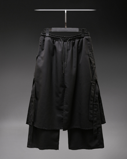 Dark Yamamoto Loose Faux-Layer Hakama Pants
