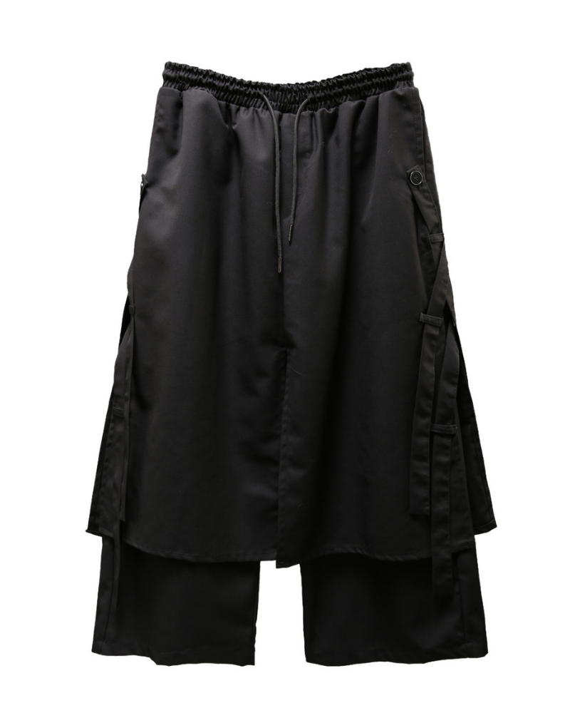 Dark Yamamoto Loose Faux-Layer Hakama Pants