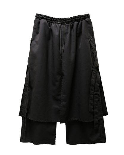 Dark Yamamoto Loose Faux-Layer Hakama Pants