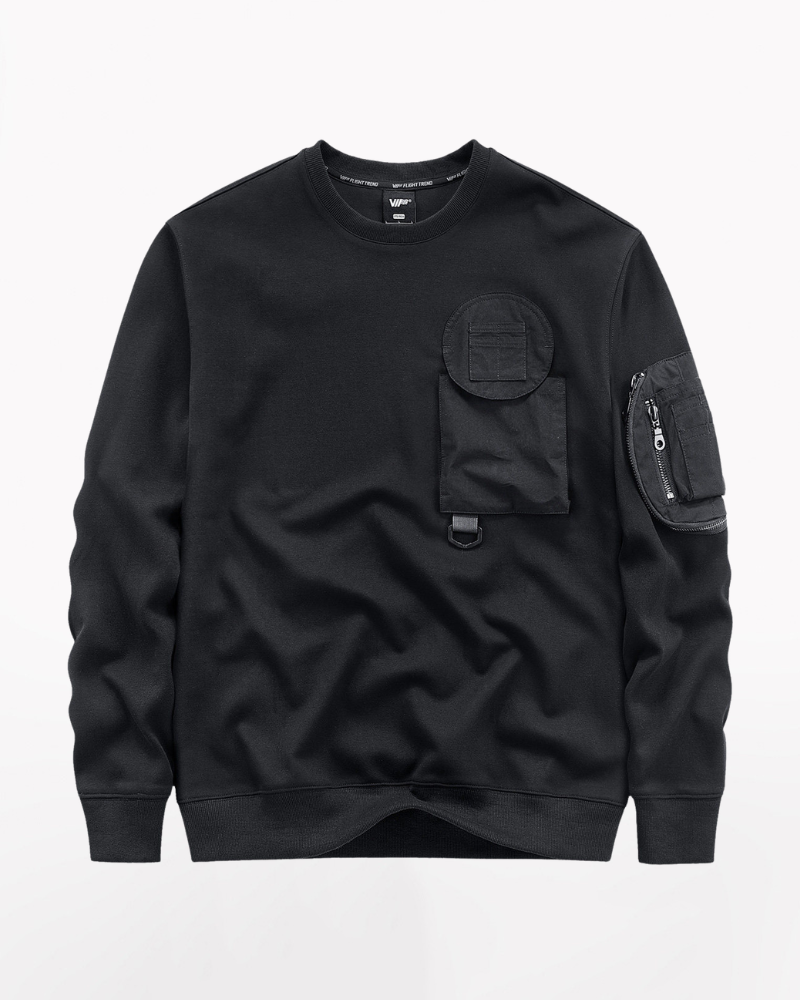 Dark-style Functional Crew Neck Long-sleeved Sweatshirt