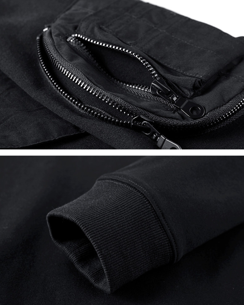 Dark-style Functional Crew Neck Long-sleeved Sweatshirt