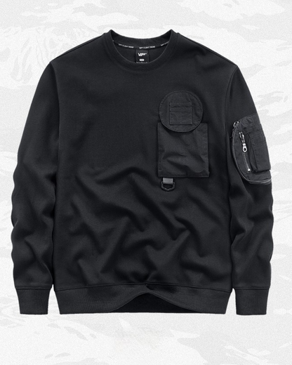 Dark-style Functional Crew Neck Long-sleeved Sweatshirt