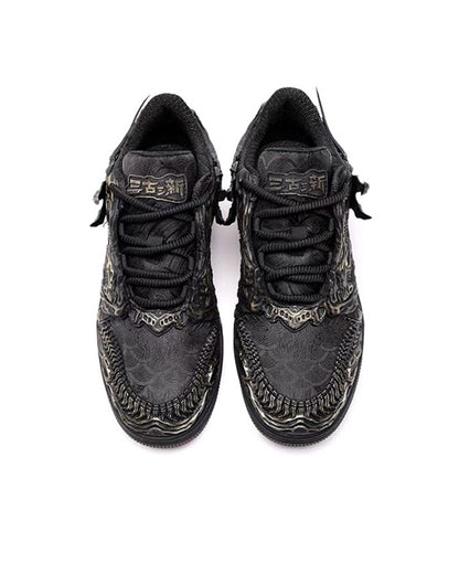 Techwear Armor-Textured Low-Top Sneakers