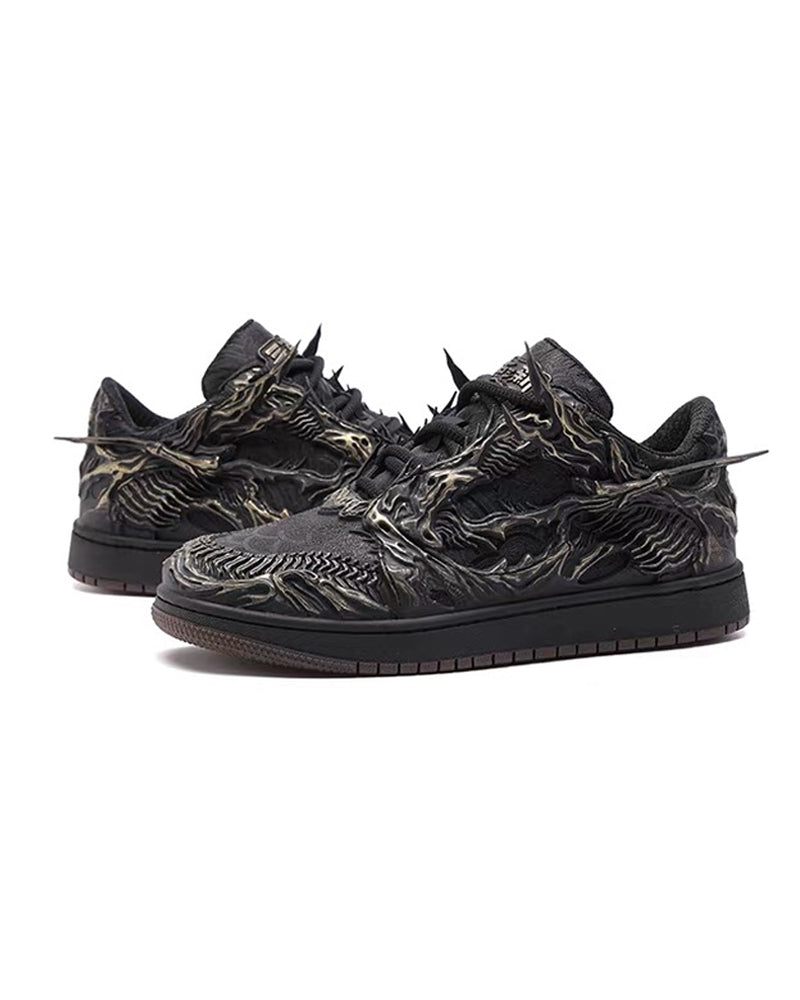 Techwear Armor-Textured Low-Top Sneakers