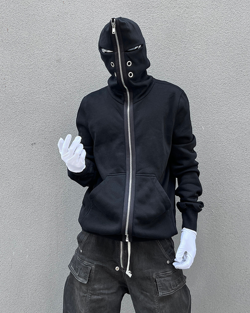 Opium Style Y2K Cut-Out Eye Full Zip Up Hoodie