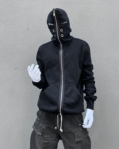 Opium Style Y2K Cut-Out Eye Full Zip Up Hoodie