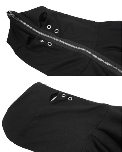 Opium Style Y2K Cut-Out Eye Full Zip Up Hoodie