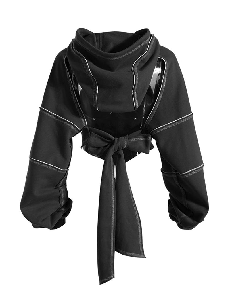 cut out crop hoodie