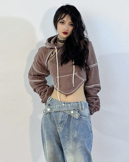 Darkwear Cutout Crop Hoodie