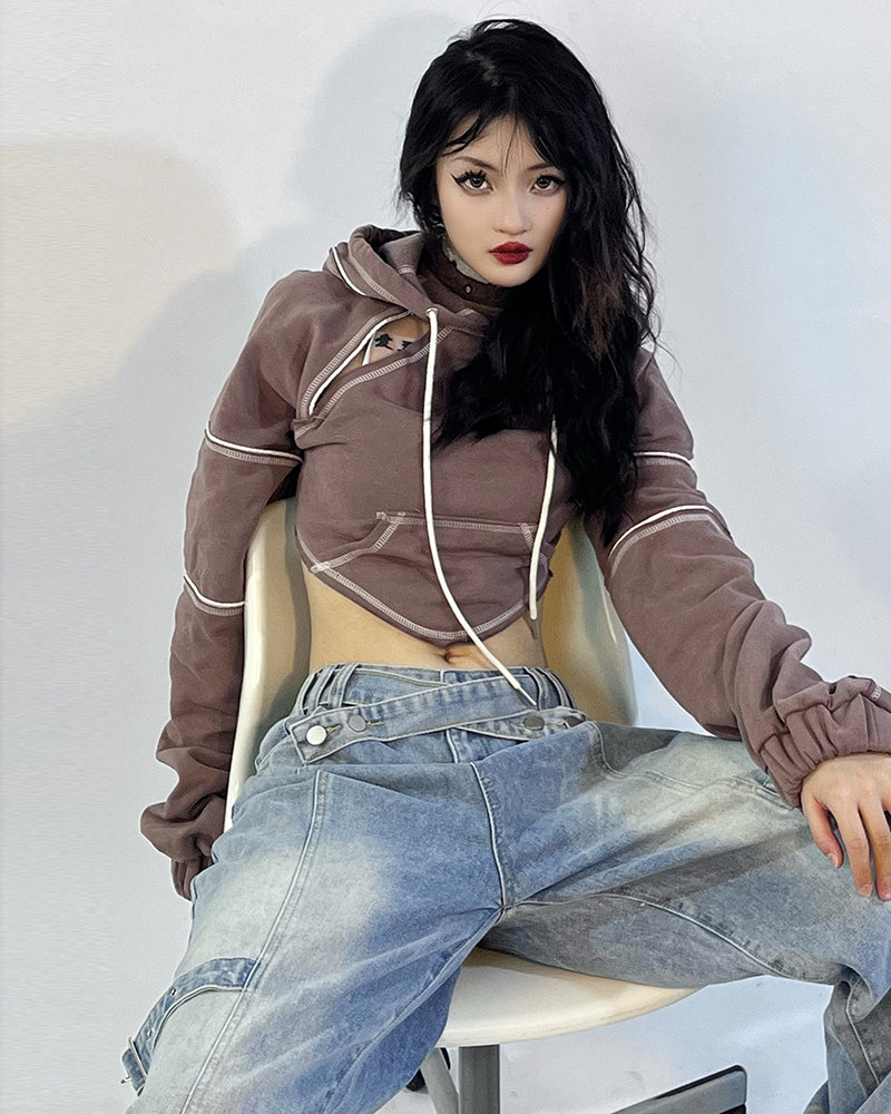 Darkwear Cutout Crop Hoodie