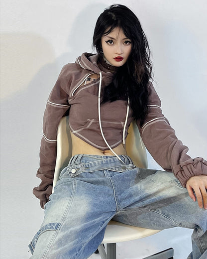 Darkwear Cutout Crop Hoodie