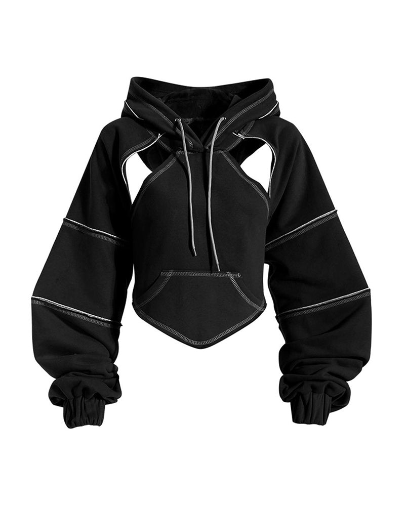 Darkwear Cutout Crop Hoodie – Techwear Official